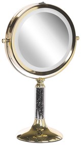 Espelho de maquilhagem preto e dourado com LED ø 18 cm BAIXAS Beliani