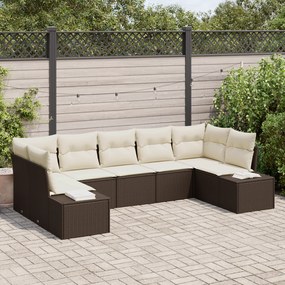 Conjunto de Sofá de Jardim de 7 Peças com Almofadas em Rattan PE Marro