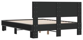 Estrutura de cama 140x200 cm derivados de madeira/metal preto