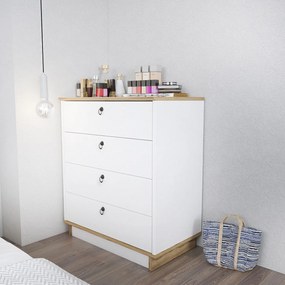 Cómoda Sahra – Branco Carvalho – 72x83,1x42 cm