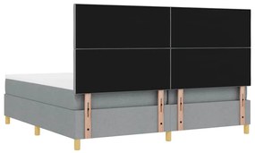 Cama Box Spring com Colchão Cinza Claro 200x200 cm em Tecido