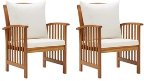 Cadeiras de jardim c/ almofadões 2 pcs madeira acácia