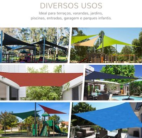 Outsunny Vela de Sombra Triangular 3x3x3 m Toldo Vela de HDPE com Prot