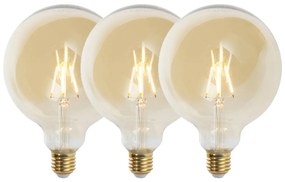 Conjunto de 3 lâmpadas LED reguláveis E27 G125 ouro 5W 450 lm 2200K