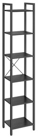 Estante estreita com 6 prateleiras para organização em casa. | VASAGLE | 39,6 x 30 x 186,1 cm | preto | LLS101B56.
