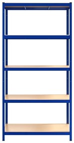 5-Layer Storage Shelf Blue Steel&amp;Madeira de engenharia