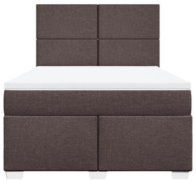 Cama com molas/colchão 160x200 cm tecido castanho-escuro