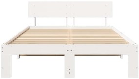 Estrado de Cama com Cabeceira Branco 120x200 cm Madeira de Pinho Maciç