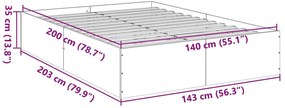 Estrutura de cama 140x200 cm derivados de madeira cinza sonoma