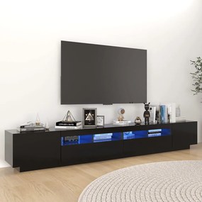 Móvel de TV com luzes LED 260x35x40 cm preto