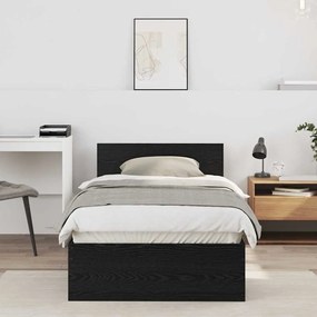 vidaXL Estrutura de Cama com Cabeceira Carvalho Preto 90x200 cm Madeira de Engenharia