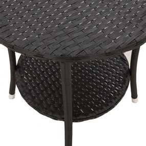 Cadeiras jardim reclináveis 2 pcs com mesa vime PE preto