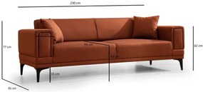 **** Sofá-Cama 3 Lugares Horizon – Vermelho Telha – 230x95x77 cm

**
