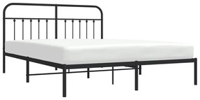 Estrutura de cama em metal com cabeceira 180x200 cm preto