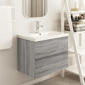 vidaXL Móvel p/ lavatório 60x38,5x45 cm derivados madeira cinza sonoma