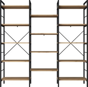 Estante "Noce Nero" - Nogueira e Preto - 176x172x30cm - Design Moderno