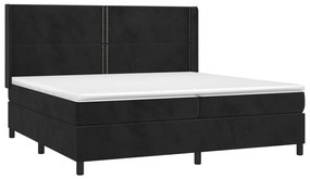 Cama box spring c/ colchão/LED 200x200 cm veludo preto