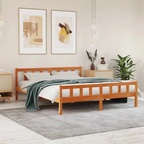 Cama sem colchão 180x200 cm pinho maciço castanho-mel