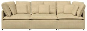 Sofá modular com almofadas tecido corduroy verde cinzento