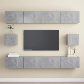 6 pcs conjunto de móveis de TV derivados madeira cinza cimento