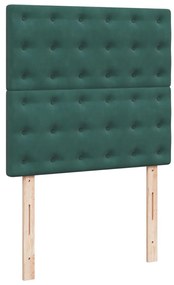 Cama com molas/colchão 90x200 cm veludo verde-escuro