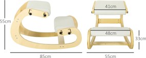Cadeira de joelhos, cadeira ergonómica em madeira com função de balanço, cadeira de joelhos ajustável para escritório em casa