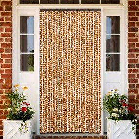 vidaXL Cortina anti-insetos 100x230 cm chenille ocre e branco