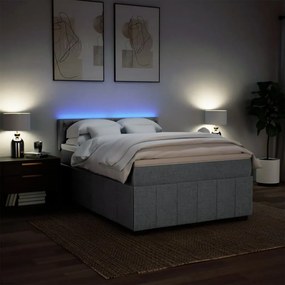 Cama com molas/colchão 140x190 cm tecido cinzento-claro