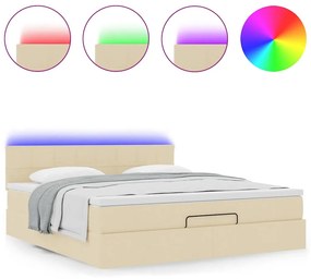 Estrutura de cama otomana com colchão tecido creme 160x200cm
