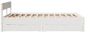 Cama sem colchão 120x200 cm madeira de pinho maciça branco