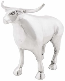Escultura de Touro vidaXL Prateado 20x17x23 cm em Alumínio