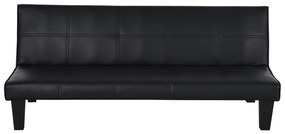 Sofá - cama 3 lugares com pernas levantadas Acolchoado 165x75,5x70cm Preto