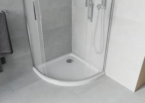 Mexen Rio cabine de duche semicircular 80 x 80 cm, fosco, cromado + base de duche Flat, branco - 863-080-080-01-30-4110