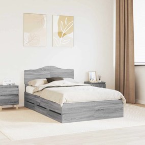 vidaXL Estrutura da Cama com gaveta Cinza Sonoma 120 x 200 cm