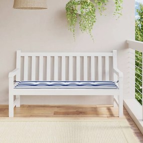 vidaXL Almofadão p/ banco jardim 150x50x4 cm tecido oxford azul/branco