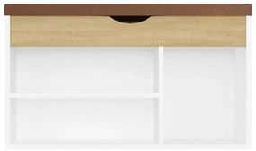 Banco sapateira + almofadão 80x30x47cm contrap. branco/sonoma