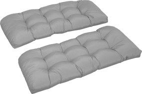 Almofada para Banco de 2 Lugares para Interior e Exterior com 8 Botões para Cadeiras Sofás 110x48x8 cm Cinzento