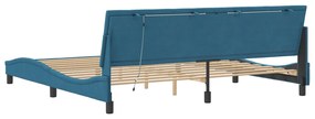 Estrutura de cama c/ luzes LED 200x200 cm veludo azul