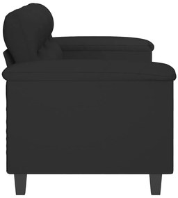 Sofá de 3 lugares 180 cm tecido de microfibra preto