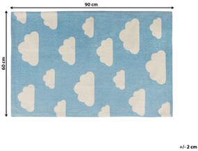 Tapete para crianças em algodão azul e branco 60 x 90 cm GWALIJAR Beliani