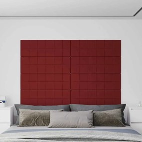 vidaXL Painel parede 12 pcs 90x30 cm tecido 3,24 m² vermelho tinto