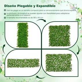 Painel de sebe de hera artificial privacidade 180 x 90 cm para varanda, jardim verde