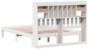 Cama com estante sem colchão 150x200 cm pinho maciço branco