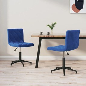 vidaXL Cadeiras de jantar giratórias 2 pcs veludo azul