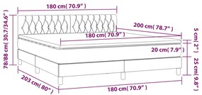Cama box spring c/ colchão/LED 180x200 cm veludo azul-escuro