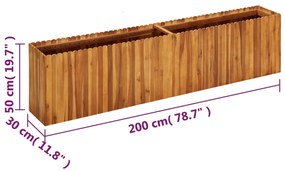 Vaso/floreira de jardim 200x30x50 cm madeira de acácia maciça