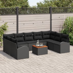 Conjunto de Sofá para Jardim de 10 Peças Com Almofadas Rattan Poliéste