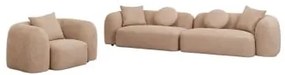 Conjunto De Sala Com Sofá Modular De 2 Peças E Poltrona Em Chenille Coco Chenille Grossa Castanho Latte - Sklum