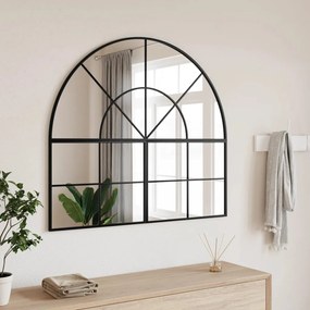 vidaXL Espelho de parede arqueado 100x90 cm ferro preto