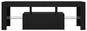 Móvel de TV com luzes LED 120x35x40 cm preto